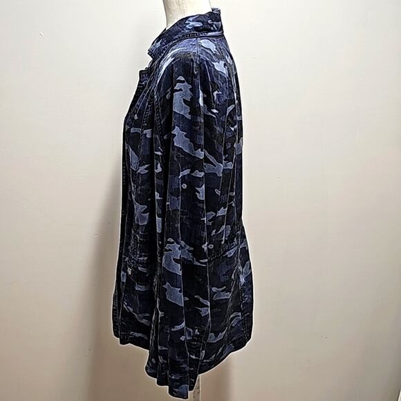 Lane Bryant Blue Camo Jacket Blazer 100% Lyocell Snap Closures Woman Sz 14/16 - Picture 4 of 10